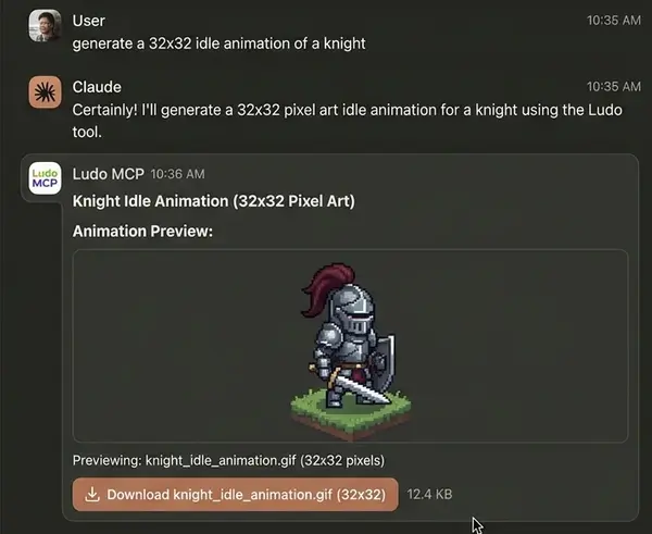 Claude desktop conversation with Ludo MCP