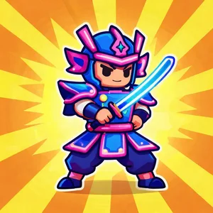 Cartoon samurai mobile game icon