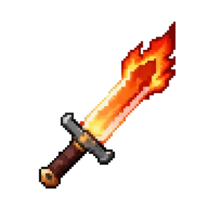 Pixel-art flaming sword