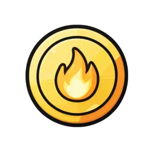 Glowing flame badge UI button